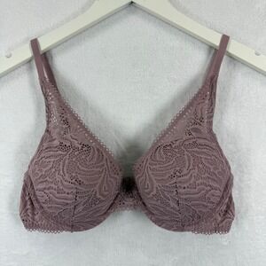 Auden Mens Push Up Plunge Coverage Underwire Bra Mauve Lace 34B F16866329
